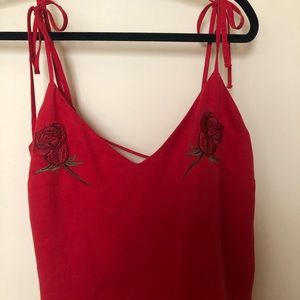 OBEY embroidered rose tank